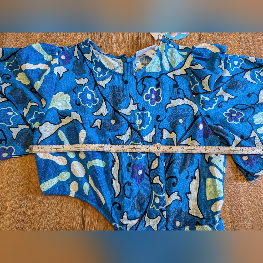 RHODE Blue & Aqua Floral Wide-Leg Jumpsuit - Picture 14 of 15